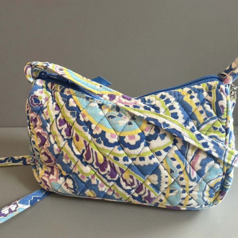 Vera Bradley Capri Blue Crossbody Shoulder Bag Purse Paisley Small Cotton - Picture 4 of 11